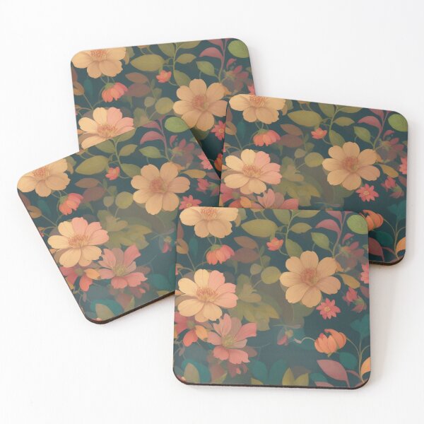 Item preview, Generated 70s Watercolor Tropical Flower and Leaf pattern  designed and sold by AiArtMerch.