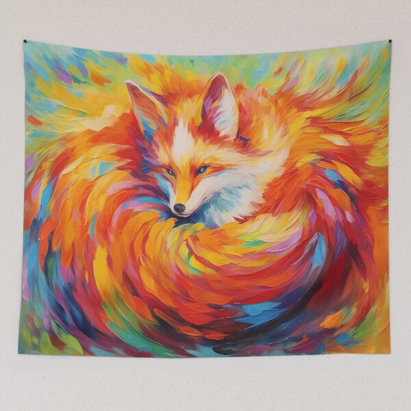 Item preview, Abstract hidden Fox in Colorful Swirls designed and sold by SweetWhiskers.