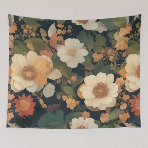 Item preview, Generated 70s Watercolor Tropical Flower and Leaf pattern  designed and sold by AiArtMerch.