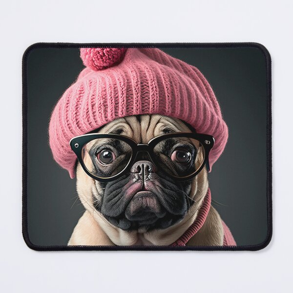 Item preview, Cachorro Pug touca pink de óculos designed and sold by afpnegocios.