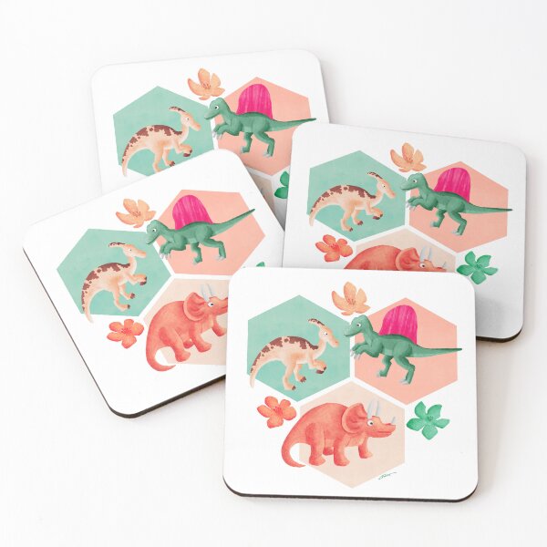 Item preview, Dinosaur and Floral Motif - Dark Pink designed and sold by Katie Atkin.