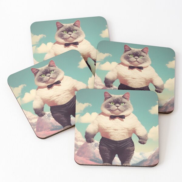 Item preview, Muscle Meow Quirky Retro Art Cat  designed and sold by KittyStampedeCo.
