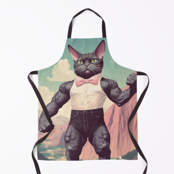 Item preview, Muscle Meow Quirky Retro Art Cat designed and sold by KittyStampedeCo.