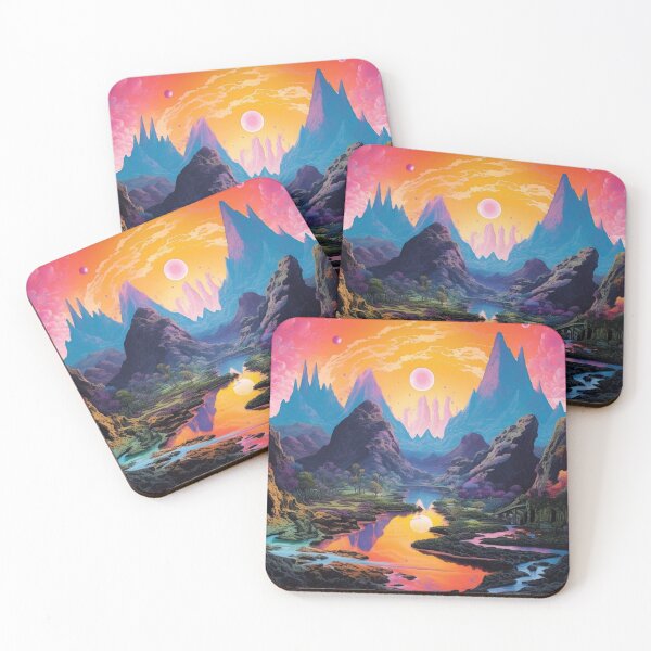 Item preview, Vibrant and Serene Colorful Landscape Lake Art designed and sold by BerthaArt.