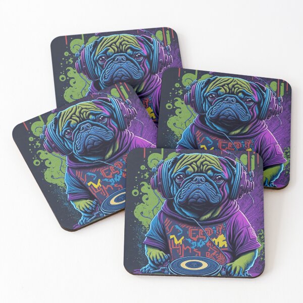 Item preview, Pug cyberpunk DJ 101 designed and sold by RedBluffTraders.