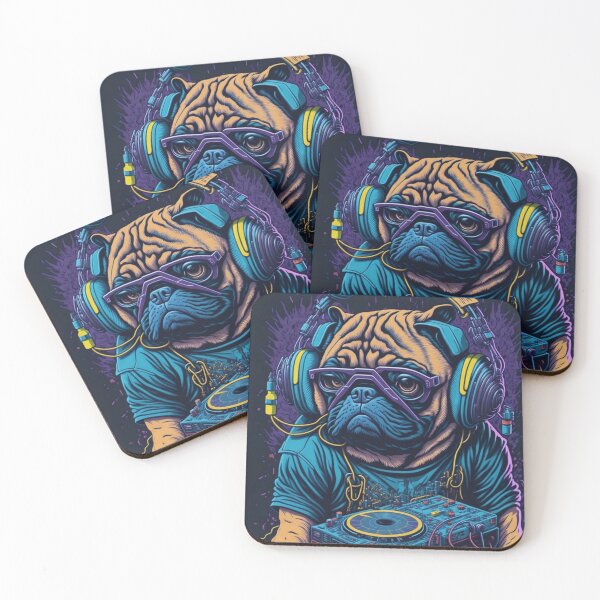 Item preview, Pug cyberpunk DJ 102 designed and sold by RedBluffTraders.
