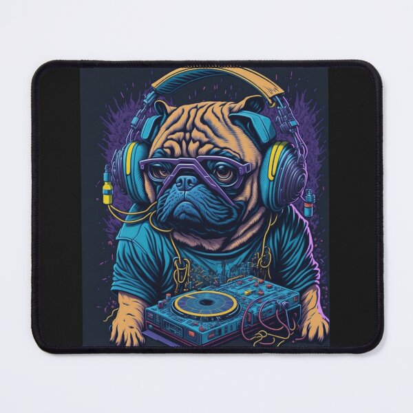 Item preview, Pug cyberpunk DJ 102 designed and sold by RedBluffTraders.