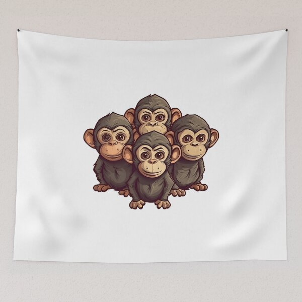 Item preview, Monkey Children Playful Illustration designed and sold by KristinaNEL.