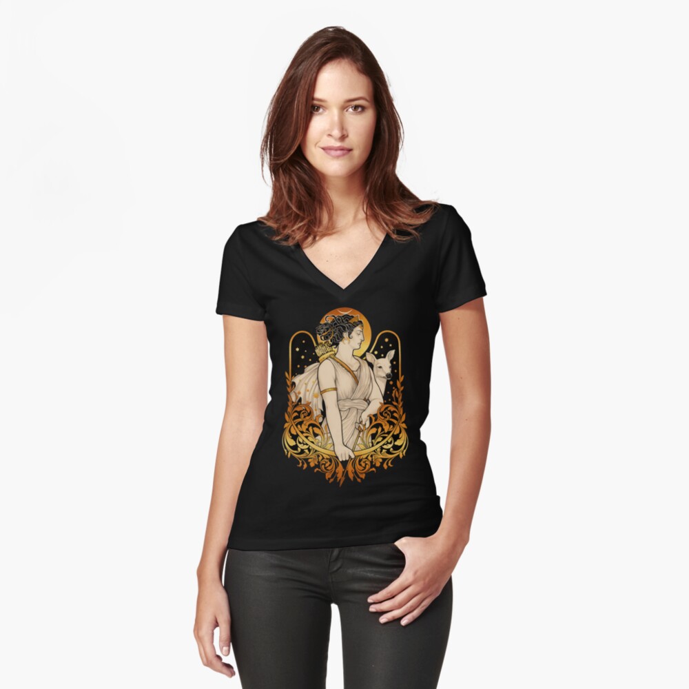 Item preview, Fitted V-Neck T-Shirt designed and sold by medusadollmaker.