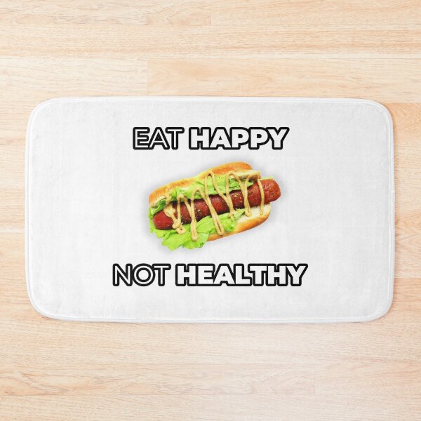 Aperçu de l'œuvre Happy Not Healthy - Cadeaux amusants pour les amateurs de hot-dogs créée et vendue par sirMatys.