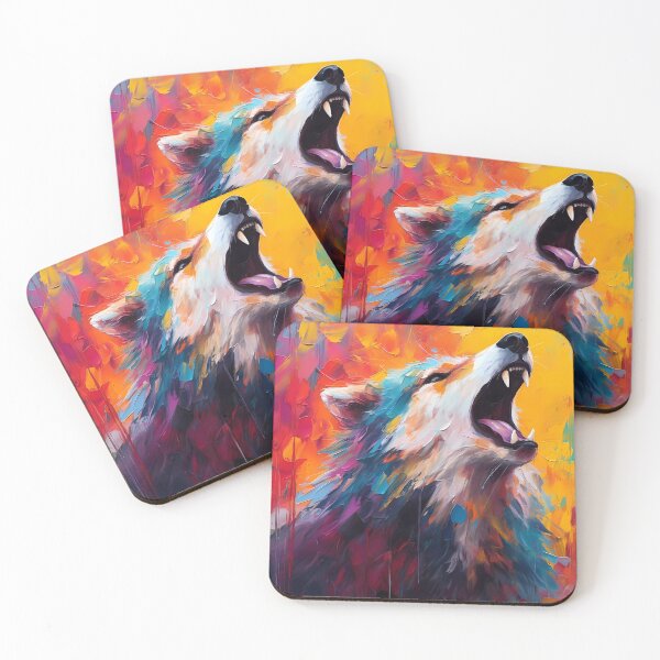 Item preview, Mystical Wolf in Abstract Color Symphony - Wildlife Art designed and sold by SweetWhiskers.