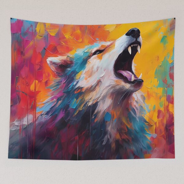 Item preview, Mystical Wolf in Abstract Color Symphony - Wildlife Art designed and sold by SweetWhiskers.