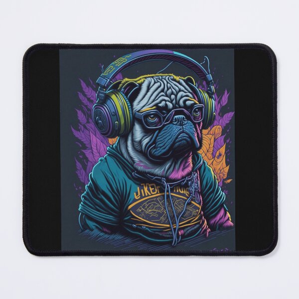 Item preview, Pug cyberpunk DJ 103 designed and sold by RedBluffTraders.