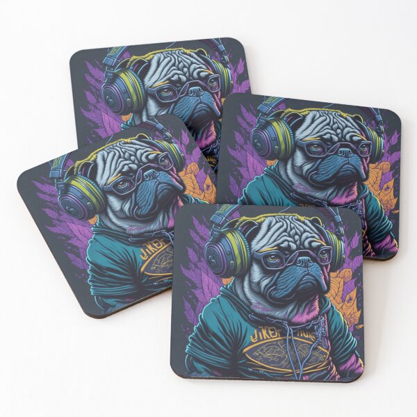 Item preview, Pug cyberpunk DJ 103 designed and sold by RedBluffTraders.