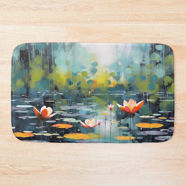 Item preview, Colorful Water Lilies in Abstract Pond - Nature-inspired Art designed and sold by SweetWhiskers.