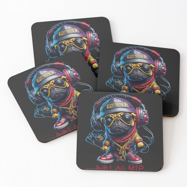 Item preview, Pug cyberpunk DJ 104 designed and sold by RedBluffTraders.