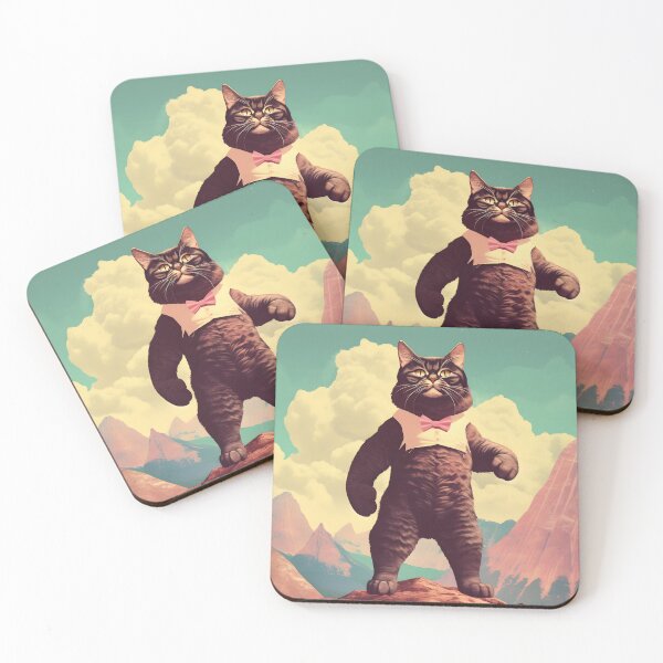Item preview, Muscle Meow Quirky Retro Art Cat designed and sold by KittyStampedeCo.