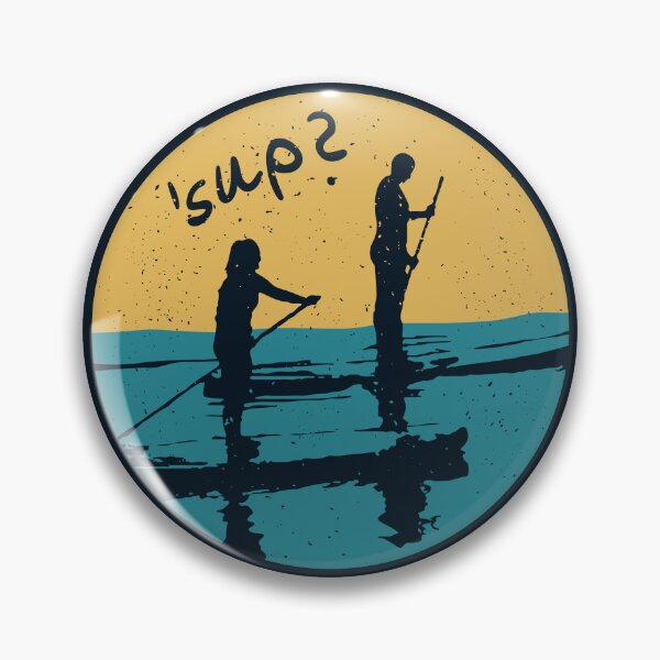 Item preview, SUP?, Stand Up Paddleboard Pun, Two Silhouettes On Paddleboards designed and sold by D-Spot Shop.