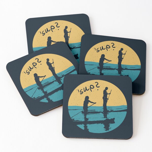 Item preview, SUP?, Stand Up Paddleboard Pun, Two Silhouettes On Paddleboards designed and sold by D-Spot Shop.