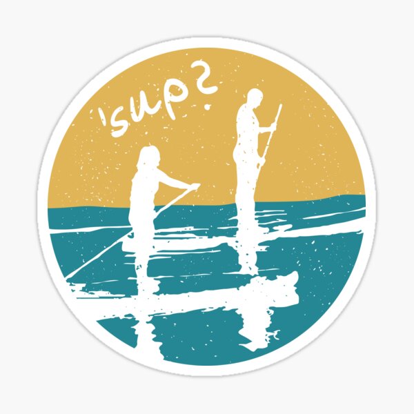 "SUP?, Stand Up Paddleboard Pun, Two Silhouettes On Paddleboards