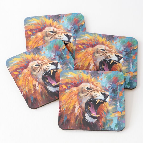 Item preview, Fierce Lion with Dazzling Colors - Abstract Wildlife Art designed and sold by SweetWhiskers.