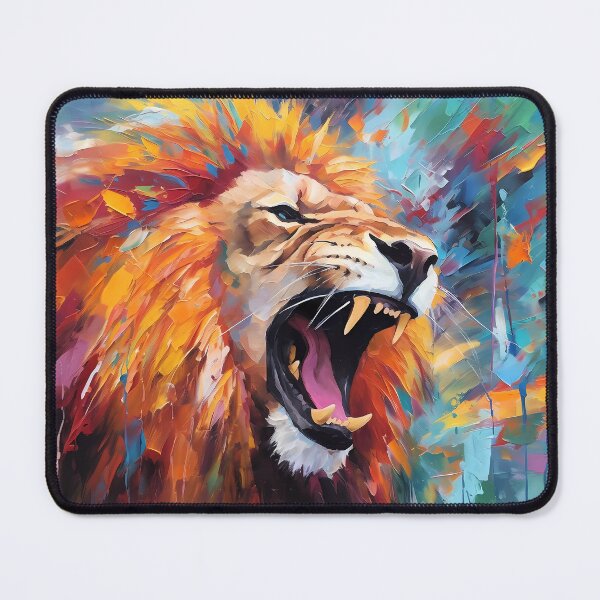 Item preview, Fierce Lion with Dazzling Colors - Abstract Wildlife Art designed and sold by SweetWhiskers.