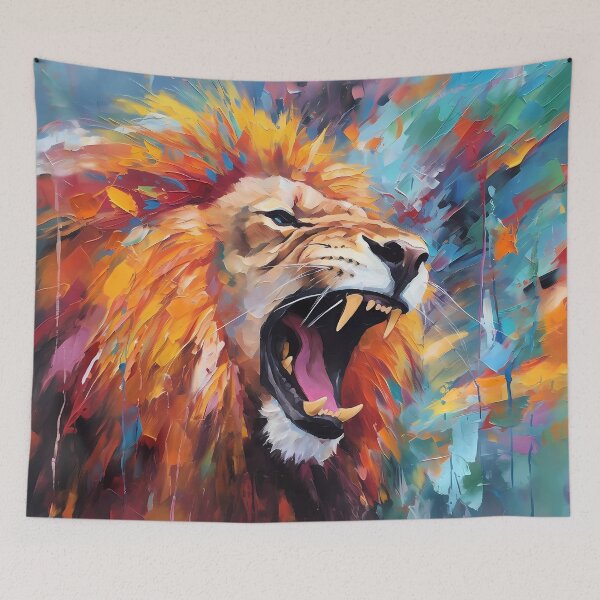 Item preview, Fierce Lion with Dazzling Colors - Abstract Wildlife Art designed and sold by SweetWhiskers.