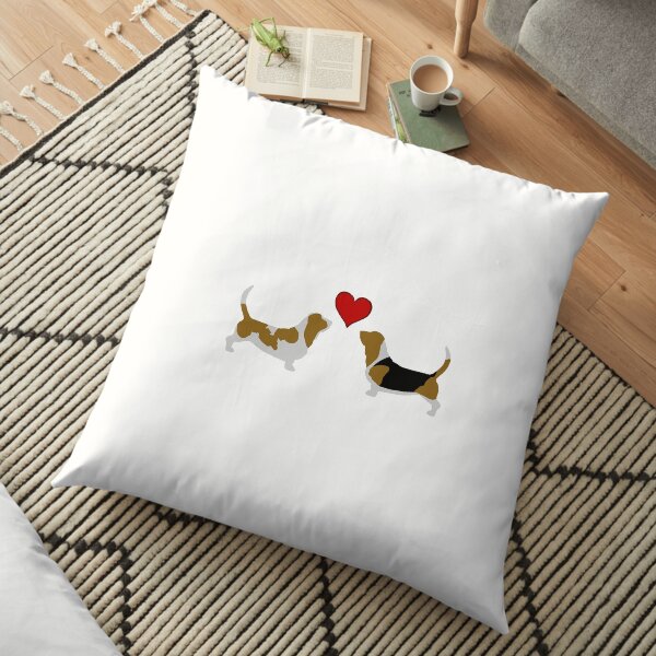 Basset Hound Hearts Floor Pillow