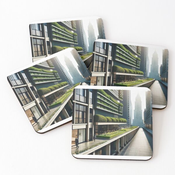 Item preview, Urban Oasis - City Street with Vibrant Green Roofs and Vertical Gardens designed and sold by Design-Layla.