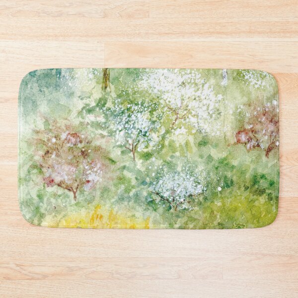 Item preview, Spring Trees and Bushes in Bloom Spontaneous Watercolor Painting Pastel designed and sold by AlicjaCurioseur.