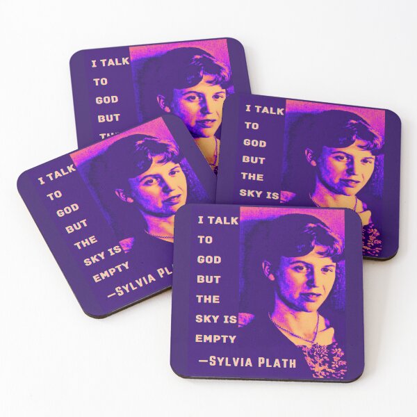 Item preview, Sylvia Plath portrait and quote: I talk to God, but the sky is empty. designed and sold by artbleed.