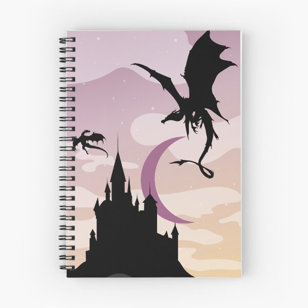 Item preview, dragons silhouettes in the sky and mountain castle designed and sold by SoykAart.
