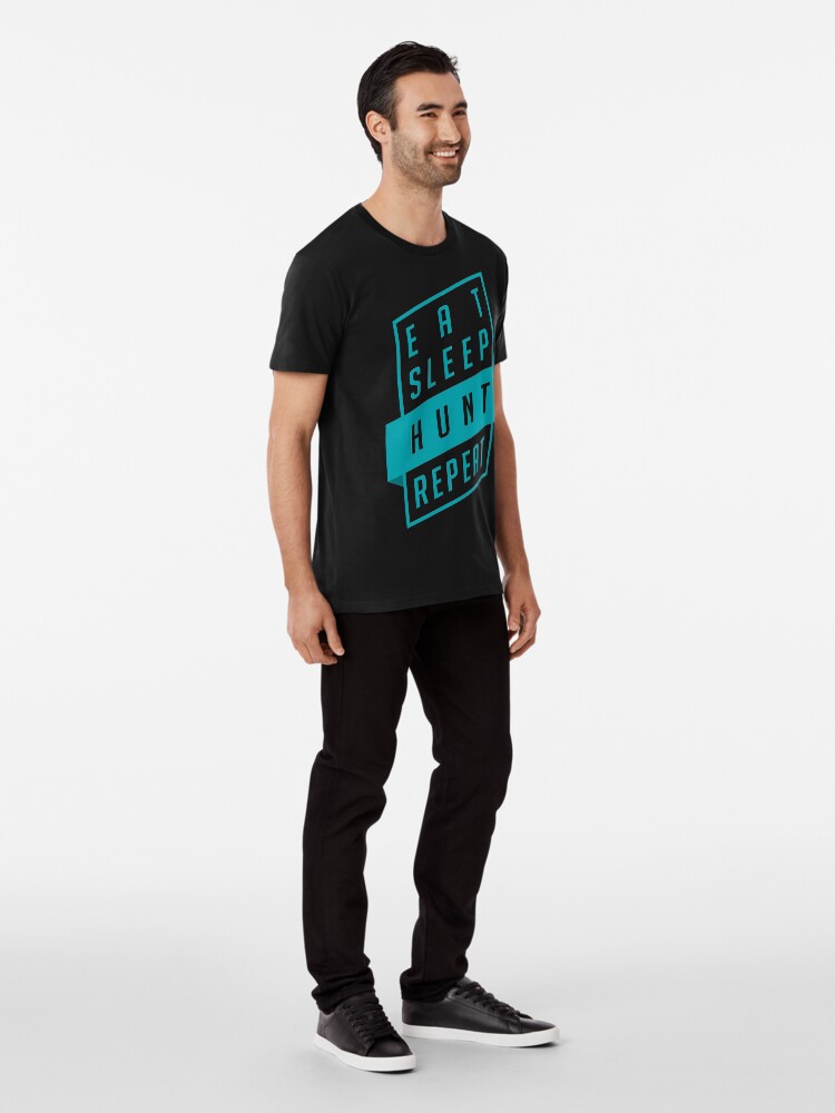 Alternate view of Eat, Sleep, HUNT, Repeat! Monster Hunter World Premium T-Shirt