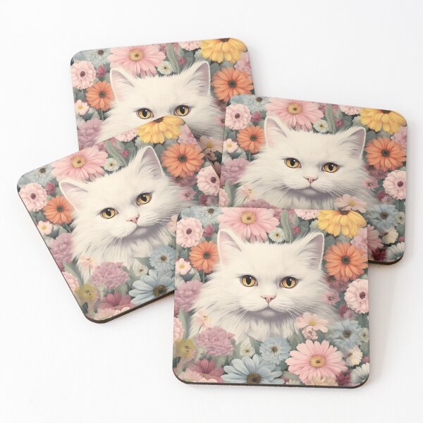 Item preview, Feline Garden Delight: Retro Vintage Fluffy Cat Florals designed and sold by KittyStampedeCo.