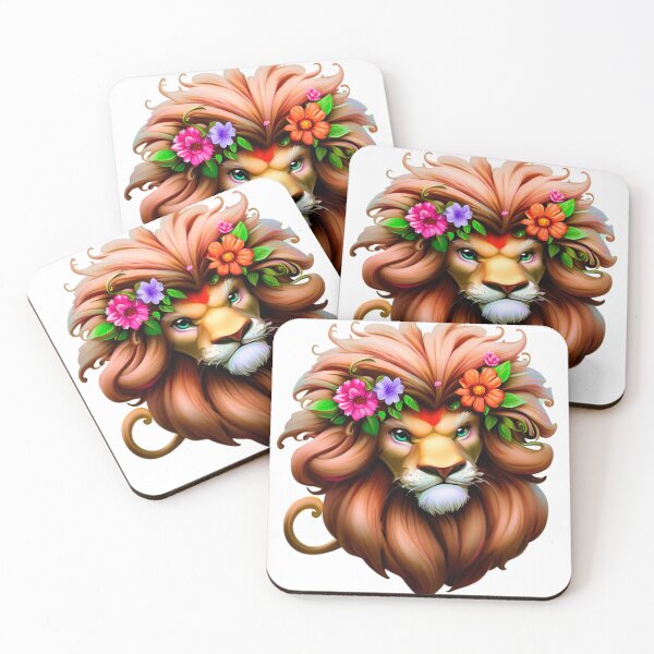Item preview, pretty lion with flowers designed and sold by miguel-ozz.