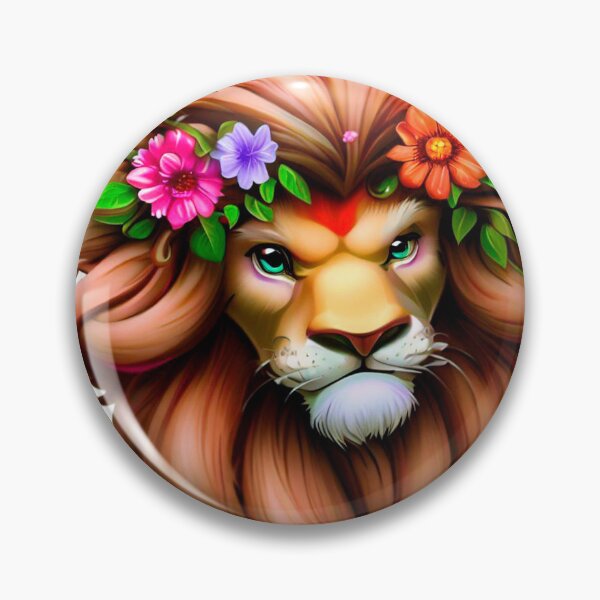 Item preview, pretty lion with flowers designed and sold by miguel-ozz.
