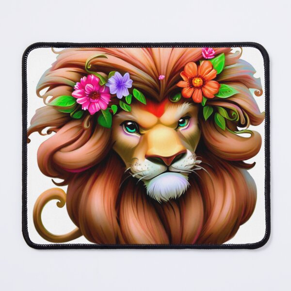 Item preview, pretty lion with flowers designed and sold by miguel-ozz.