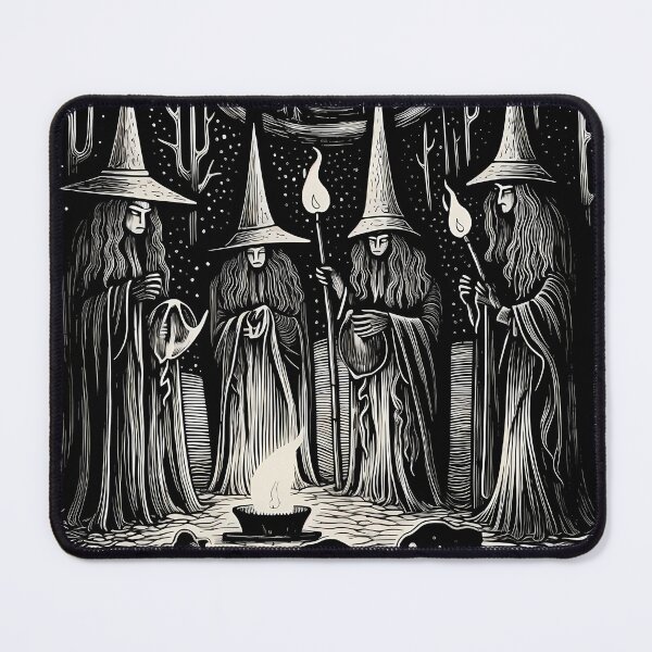 Item preview, Gathering of Witches - Linocut Art designed and sold by LampDigiArt.