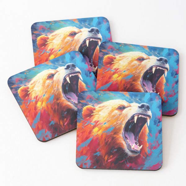 Item preview, Roaring Bear in Vibrant Colors - Abstract Wildlife Art designed and sold by SweetWhiskers.