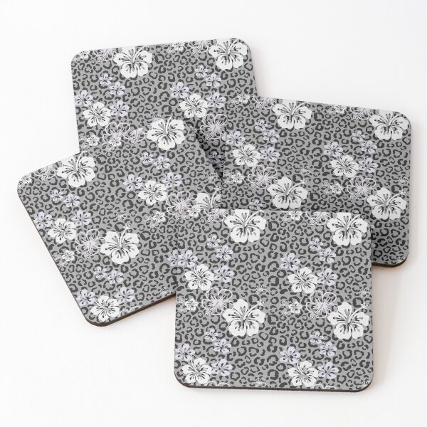 Item preview, Pretty in Grey Leopard Print Floral Repeated Pattern designed and sold by PearlMoonGrapes.
