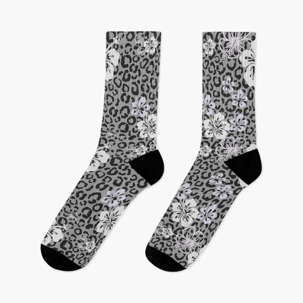Item preview, Pretty in Grey Leopard Print Floral Repeated Pattern designed and sold by PearlMoonGrapes.