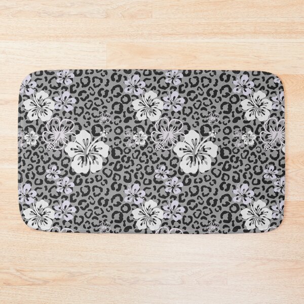 Item preview, Pretty in Grey Leopard Print Floral Repeated Pattern designed and sold by PearlMoonGrapes.