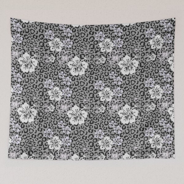 Item preview, Pretty in Grey Leopard Print Floral Repeated Pattern designed and sold by PearlMoonGrapes.