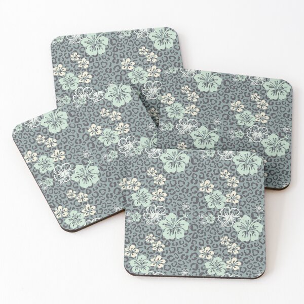 Item preview, Pretty in Green Leopard Print Floral Repeated Pattern designed and sold by PearlMoonGrapes.