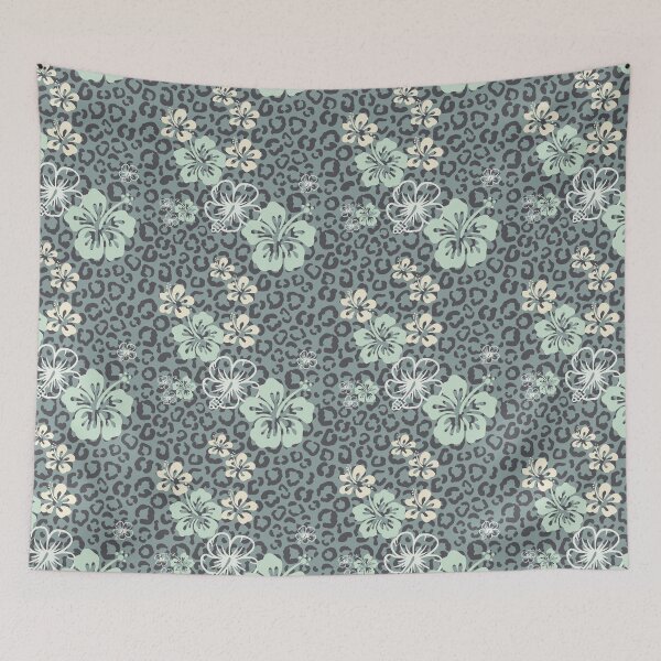 Item preview, Pretty in Green Leopard Print Floral Repeated Pattern designed and sold by PearlMoonGrapes.