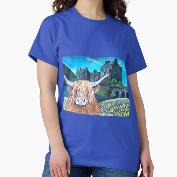 Highland Cow and Eilean Donan Castle Classic T-Shirt