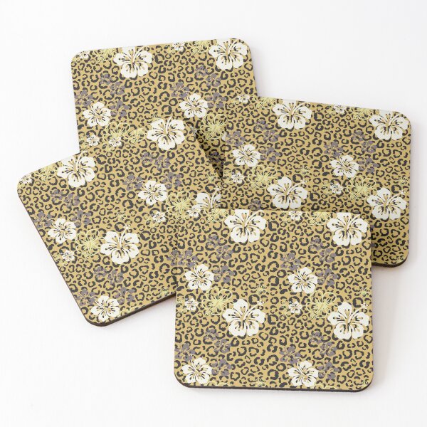 Item preview, Pretty in Yellow Leopard Print Floral Repeated Pattern designed and sold by PearlMoonGrapes.