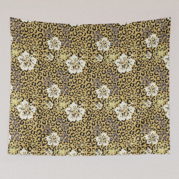 Item preview, Pretty in Yellow Leopard Print Floral Repeated Pattern designed and sold by PearlMoonGrapes.