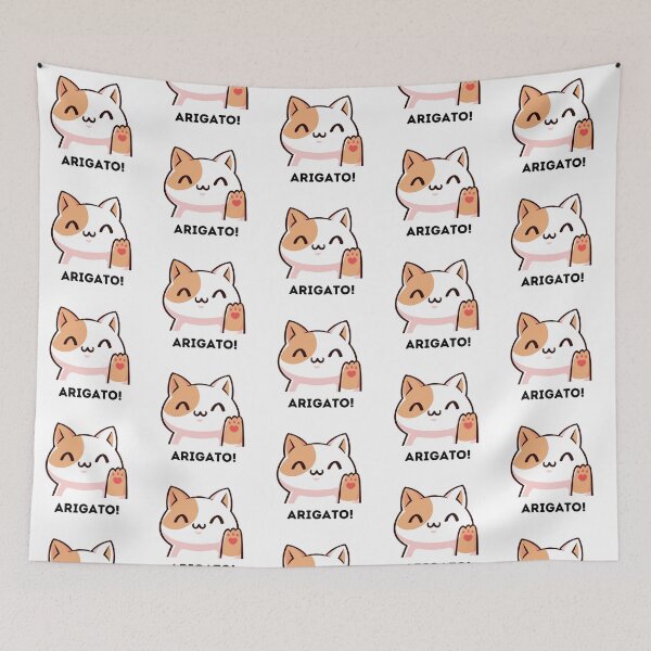 Item preview, Arigato kawaii anime cat manga designed and sold by CozyStuuff.