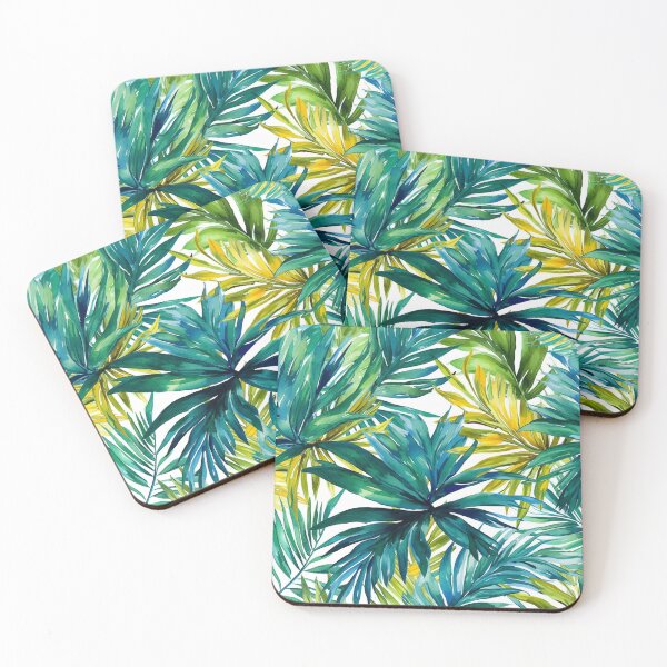 Item preview, Green turquoise palm tree leaves watercolor pattern designed and sold by DaisyMarroquin.